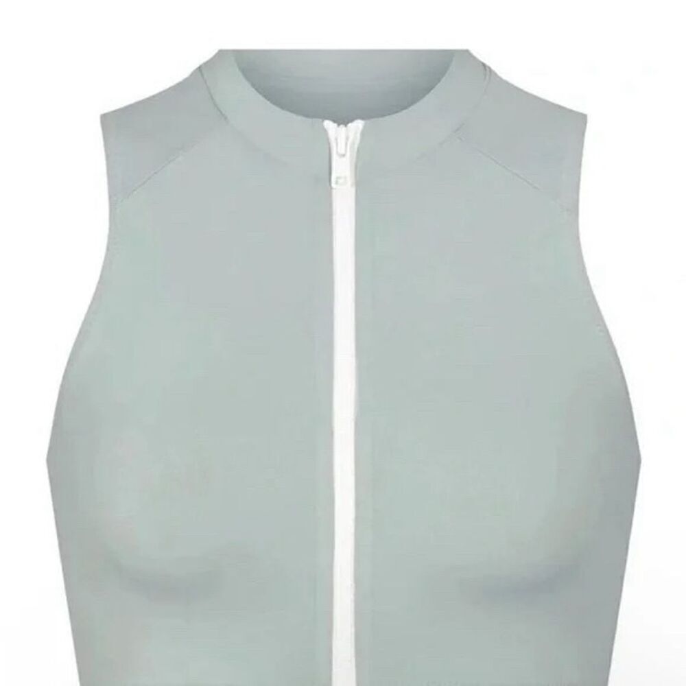 SKIMS Women's Swim Mock Neck Top Blue Sleeveless Front Zipper Size 3X - Picture 6 of 7